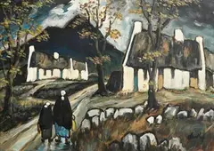 Markey Robinson, Shawlies Returning Home, gouache on board