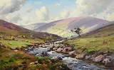 Charles McAuley, River in the Glens, Cushendun, oil on board