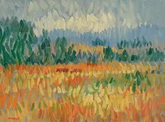 Desmond Carrick, Cattle in a Field, Co. Wicklow, oil on canvas board
