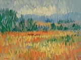 Cattle in a Field, Co. Wicklow by Desmond Carrick, oil on canvas board, sold Aug 2022