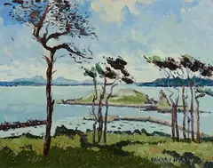 Henry Healy, Ireland's Eye from Howth Head, oil on board