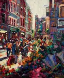 Flower Sellers, Dublin by Norman Teeling, oil on board, sold Aug 2022
