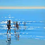 Summer Beach by John Morris, oil on board, sold Aug 2022