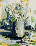 Yvonne Moore, Daisies in a Jug, oil on canvas