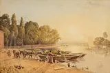 Walton Bridge on the Thames by George Barret, watercolour on paper, offered Aug 2022