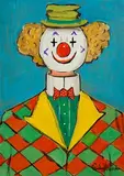 Gladys Maccabe, Clown, oil on board