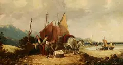 William Shayer Jnr, Selling the Catch, oil on canvas