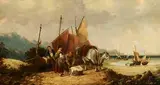 William Shayer Jnr, Selling the Catch, oil on canvas
