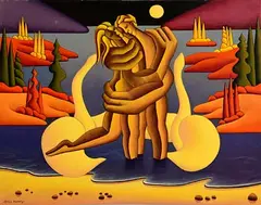 The Lovers by Moonlight by Alan Kenny, 2001, acrylic on canvas, sold Aug 2022