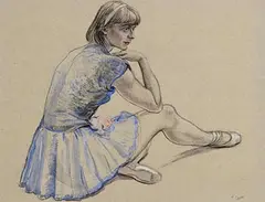 Tom Carr, The Ballerina, mixed media on paper