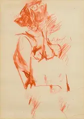 Patrick Graham, Standing Nude, 1975, conte drawing on paper