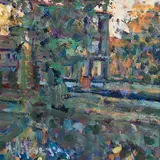 Winter Evening, Miraillet, France by Arthur K. Maderson, oil on board, sold Aug 2022