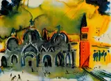 Salvador Dali Spanish, St. Marks Square, Venice, 1980, limited edition ceramic tile, numbered 472 from an edition of 1000