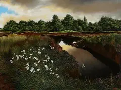 Sam McAteer R.U.A., Twilight of the Bogs, Offaly, pastel on paper