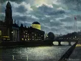 Neville Henderson, Arran Quay, Dublin, oil on canvas board