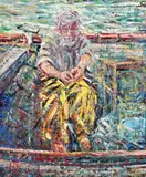 Lerici, Italy, Late Evening (Artist Fishing) by Arthur K. Maderson, oil on board, sold Jun 2022