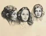Seán Keating, Connemara Women, charcoal heightened in white on paper