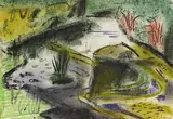 Norah McGuinness, Lough Dann, mixed media on paper