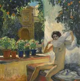 Georges Bergès, The Artist's Model, oil on panel