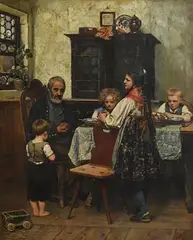 Philipp Fleischer, Family Grace, 1876, oil on canvas