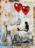 Thierry Guetta, Love in the Air, 2020, unique silkscreen and mixed media on wove paper