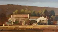 Farmhouse Sardinia by Martin Mooney, oil on board, sold Jun 2022