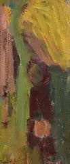 Children Playing by a Haystack by Patrick Collins, oil on board, sold Jun 2022