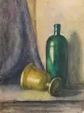 John Luke, Still Life - Wine and Goblet, watercolour on paper