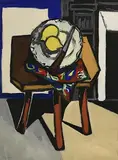 Arthur Armstrong, Tabletop Still Life with Lemons, mixed media on paper