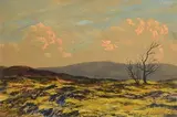 Ciaran Clear, Winter Evening, Dublin Mountains, oil on board