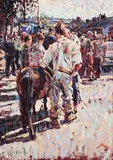 Evening Study, Tallow Horse Fair by Arthur K. Maderson, oil on board, sold Jun 2022