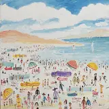 Simeon Stafford, Beach Scene, oil on canvas