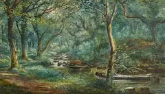 Stream Running Through a Forest by Albert Hartland, 1867, watercolour on paper, sold Jun 2022