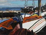Stephen Cullen, Coliemore Harbour, oil on canvas board