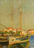 Samuel Connolly Taylor, The Harbour, Concarneau, oil on panel