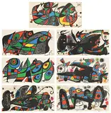 Escultor Series 1974 - Italy, Sweden, Denmark, Great Britain, Portugal, Japan and Iran by Joan Miro Spanish, set of 7 lithographs in colours on wove paper - from an edition of 1500, sold Jun 2022