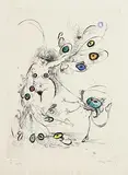 Ronald Searle, Insect Play, 1973, limited edition lithograph - numbered 73 from an edition of 99 - printed on vellum paper