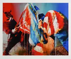 Conor Harrington, Hot Air I Do Delcare, 2021, archival pigment print with silkscreen gloss varnish on Somerset paper - numbered 63 from an edition of 150 - on Somerset paper