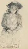 Girl in Sunday Dress by John Butler Yeats, pencil on paper, sold Jun 2022