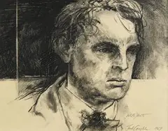 Jack Coughlan American, Portrait of W.B. Yeats, 1967, charcoal on paper