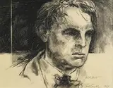 Jack Coughlan American, Portrait of W.B. Yeats, 1967, charcoal on paper