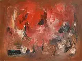 In the Foundry by Gerald Davis, oil on board, sold Jun 2022