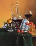 Paul Morgan, Still Life - Fine Vintage with Fruit, oil on board