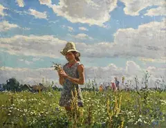 Peter Andreer, Picking Flowers, 1972, oil on canvas