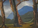 Edward Augustine MacGuire, Blue Mountain, oil on board