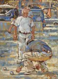 Ann Flynn, Playing Boules, oil on canvas