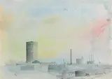 Peter Pearson, Dockland Dream, Dublin, 1991, watercolour on paper