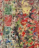 The Russian Stamps by John Kingerlee, 2021, oil and collage on card, sold Jun 2022