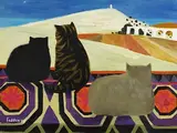 Cats by Mary Fedden Ra British, 2003, oil on canvas, sold Apr 2022