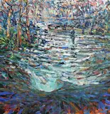 Fishing, Glenshelane by Arthur K. Maderson, oil on board (second work verso), sold Apr 2022